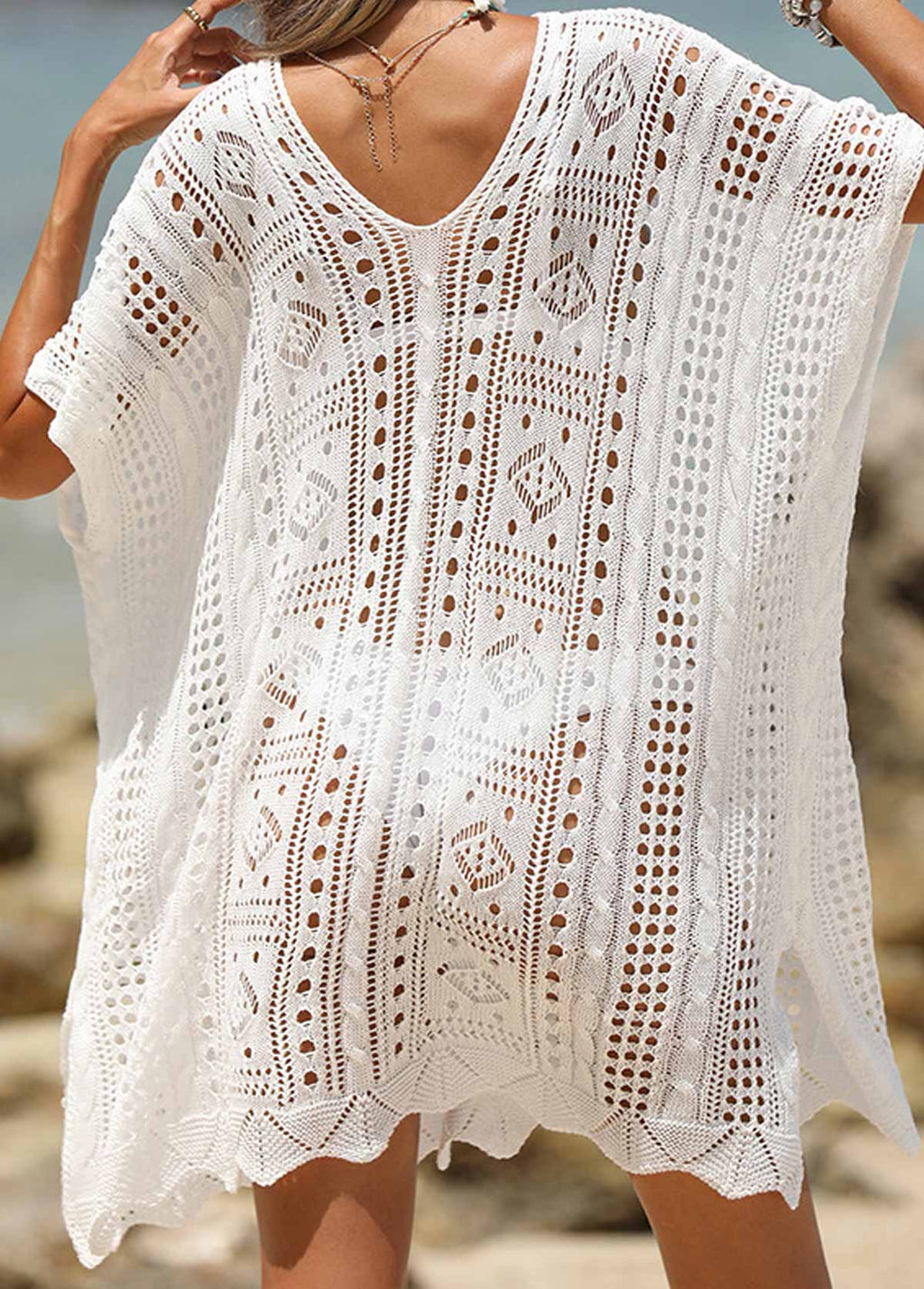 Saída De Praia Túnica Ampla Em Tricot
