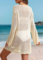 Saída De Praia Kaftan Curto Com Manga Longa