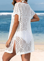 Saída De Praia Vestido Em Tricot Vazado