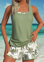 Conjunto Praia Regata Com Short Estampado Tropical