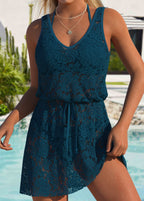 Saída De Praia Vestido Com Cintura Ajustável
